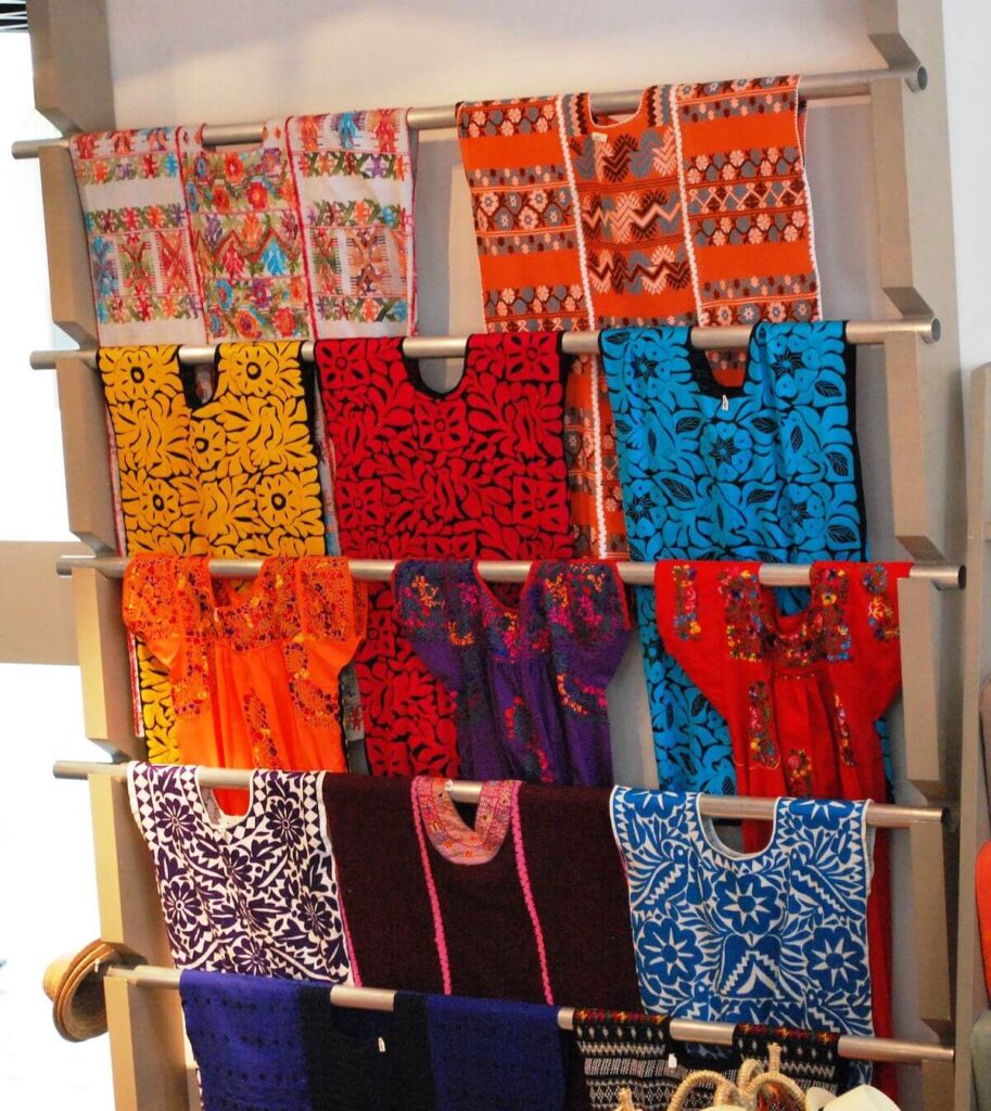 Huipil blouses for sale at the Museo de Arte Popular in Mexico City