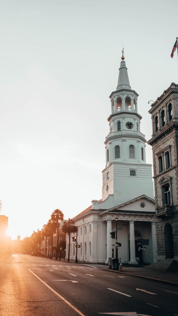sunrise over St. Michael's Episcopal Church Charleston, South Carolina