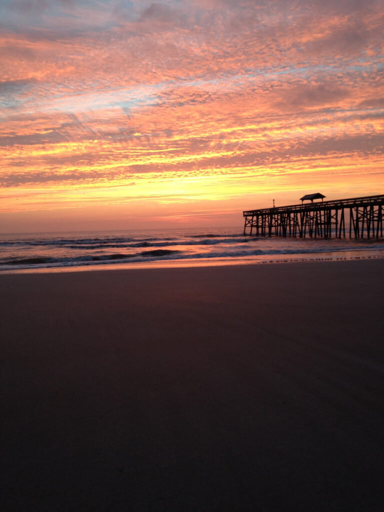 Sunrise over the fishing pier on Amelia Island