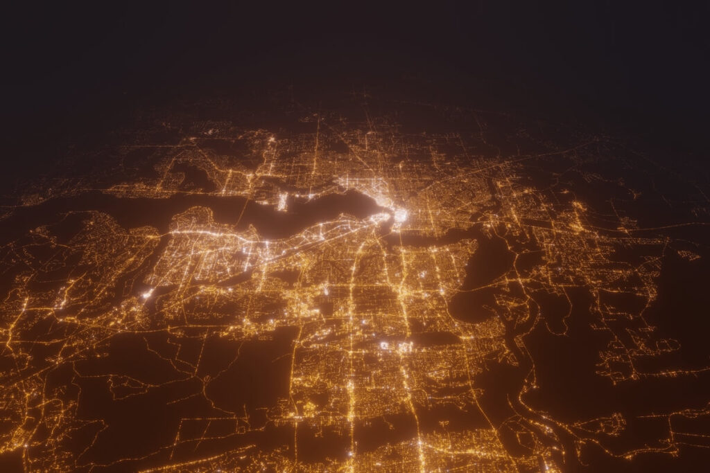 Aerial view on Jacksonville (USA) from east