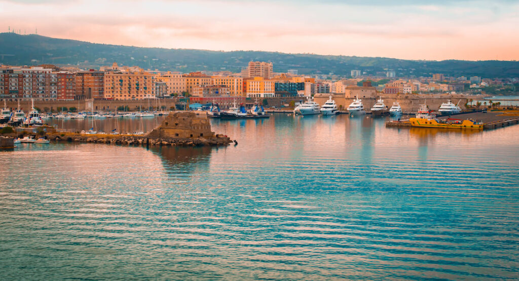 port of civitavecchia near dusk