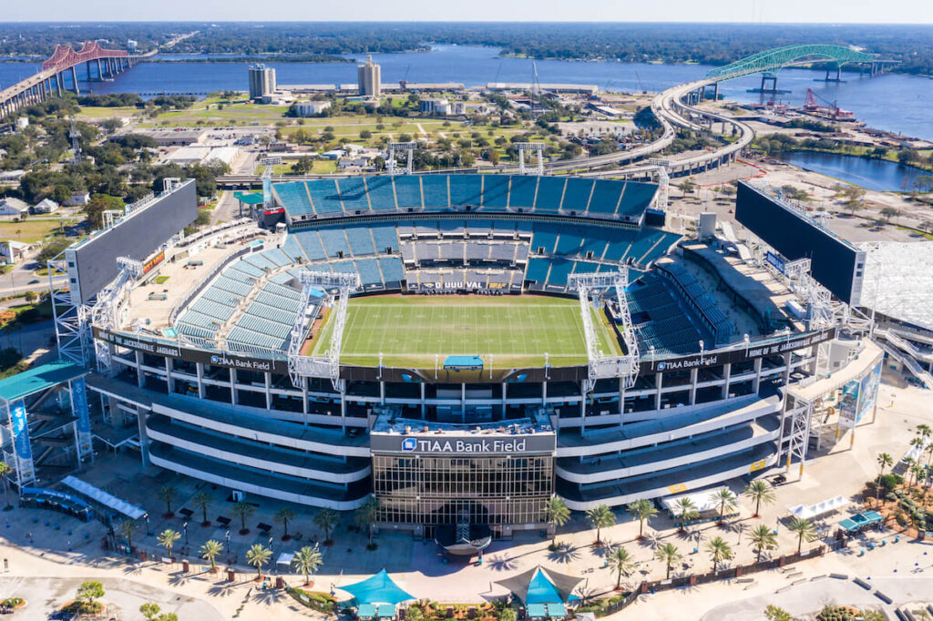 TIAA Bank Field from an aerial view