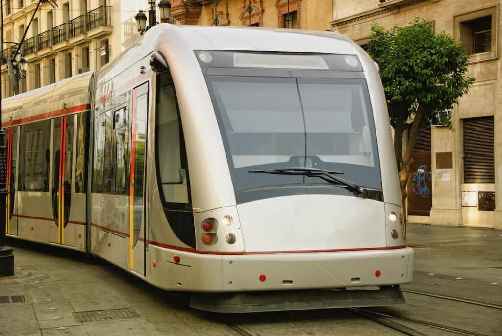 Modern urban railway in the city of Seville, Spain