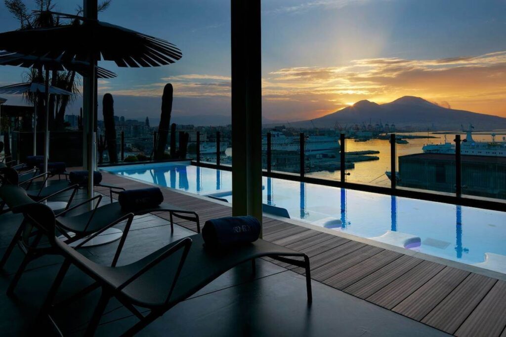 sunrise at mount vesuvius from romeo hotel rooftop