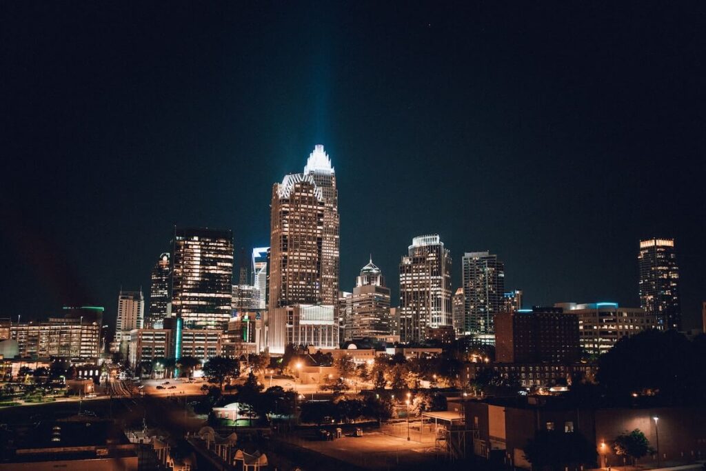 Uptown Charlotte, NC at night