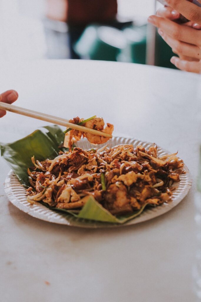 Malaysian dish on white ceramic plate