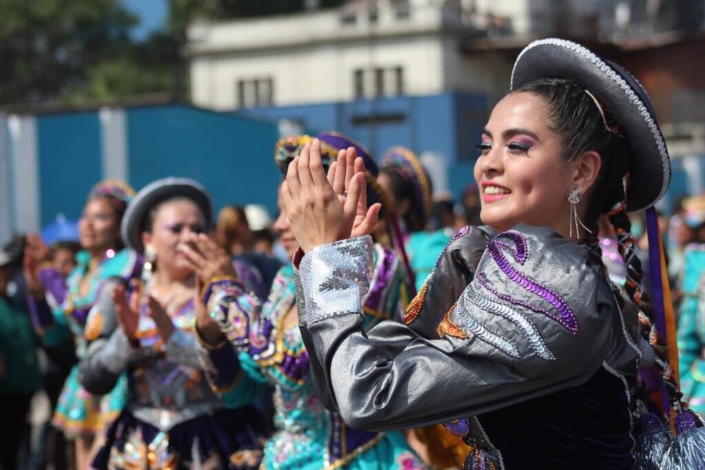 peruvian women at traditional festival in lima