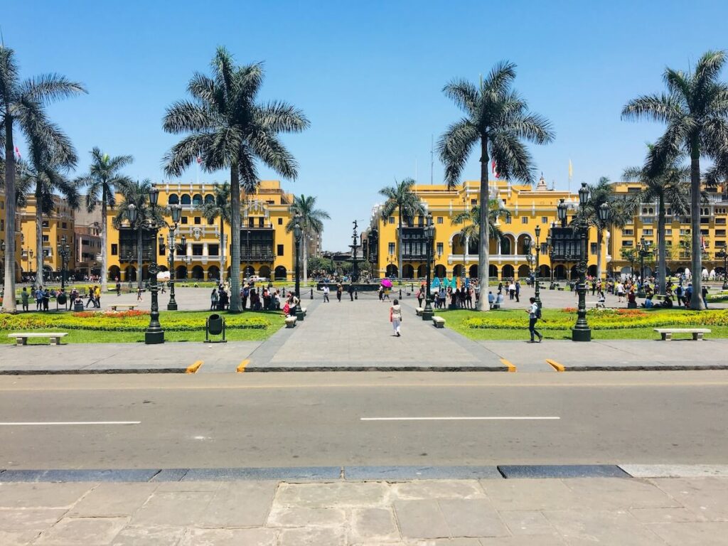 plaza de armas of lima on sunny day