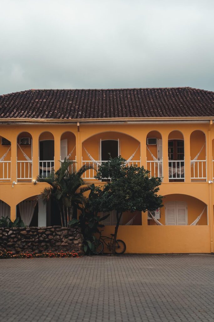 yellow painted hotel in Paraty