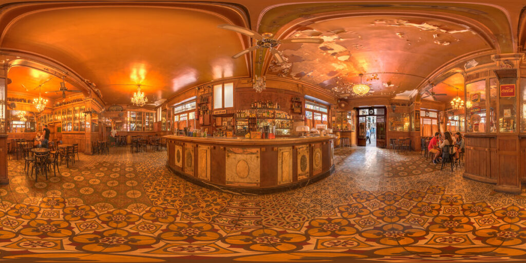 360-degree panorama in equirectangular spherical projection in the traditional and very old Bar Marsella