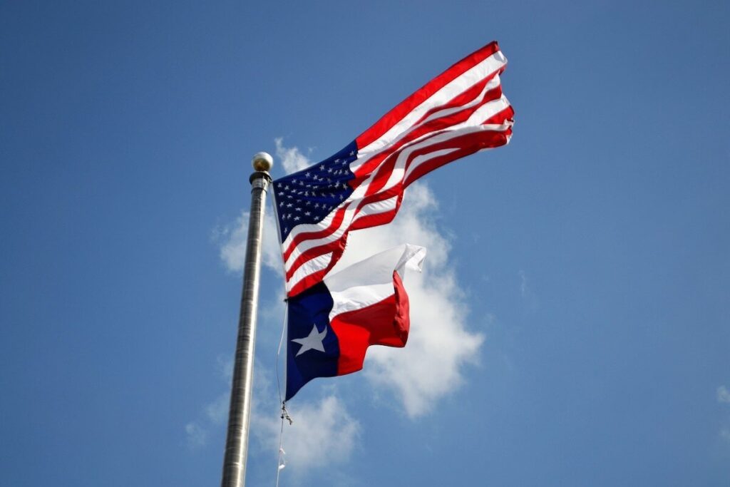 American and Texas flags