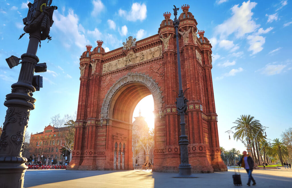 Sunrise at Triumphal Arch in Barcelona, Catalonia, Spain