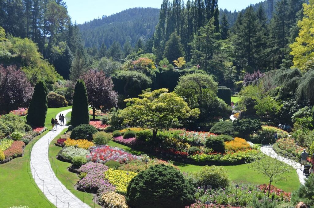 lush Butchart Gardens filled with lots of trees and flowers