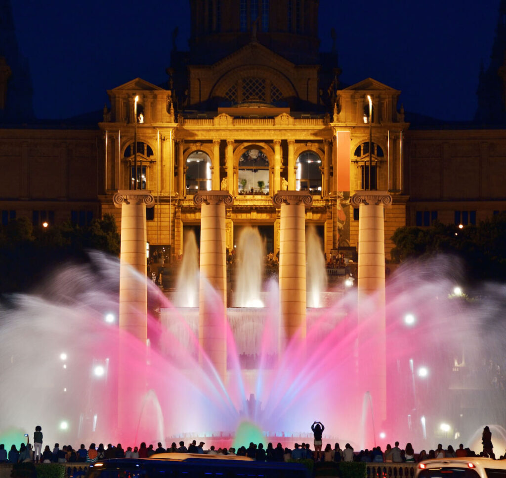 Magic Fountain show at the landmark Placa Espanya in Barcelona, Spain