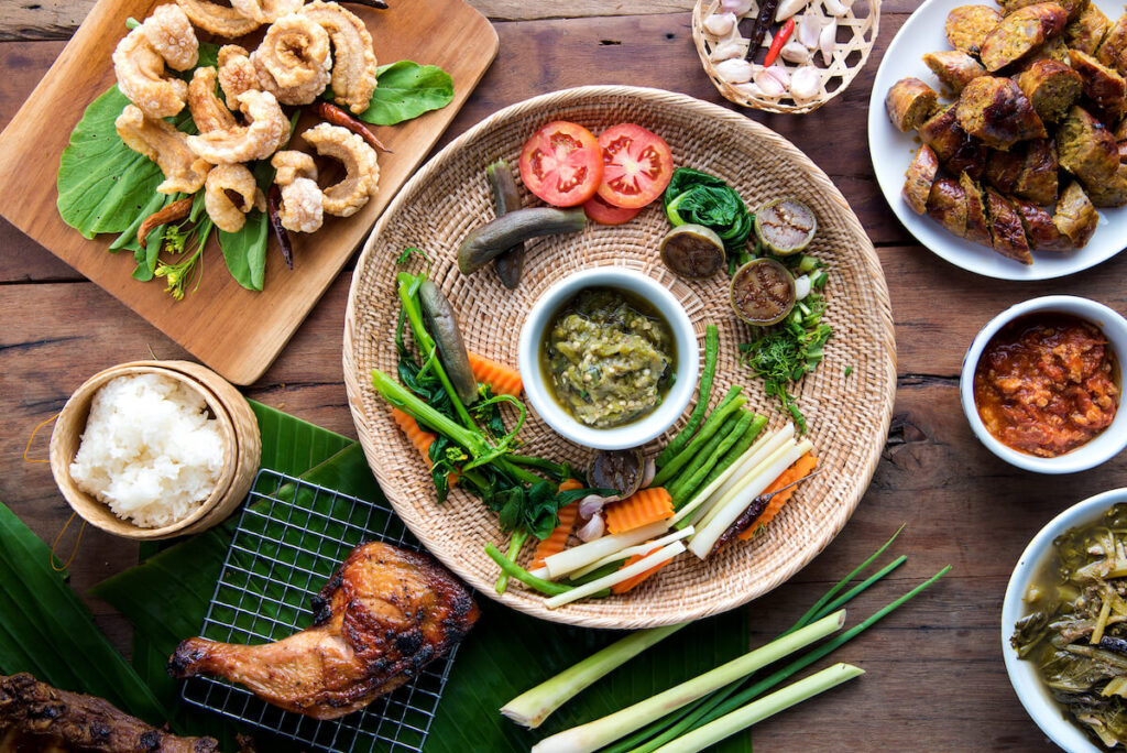 Tradition Northern Thai food on table