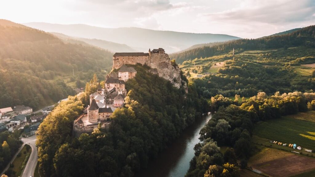 aerial view of Orava Castle in Slovakia