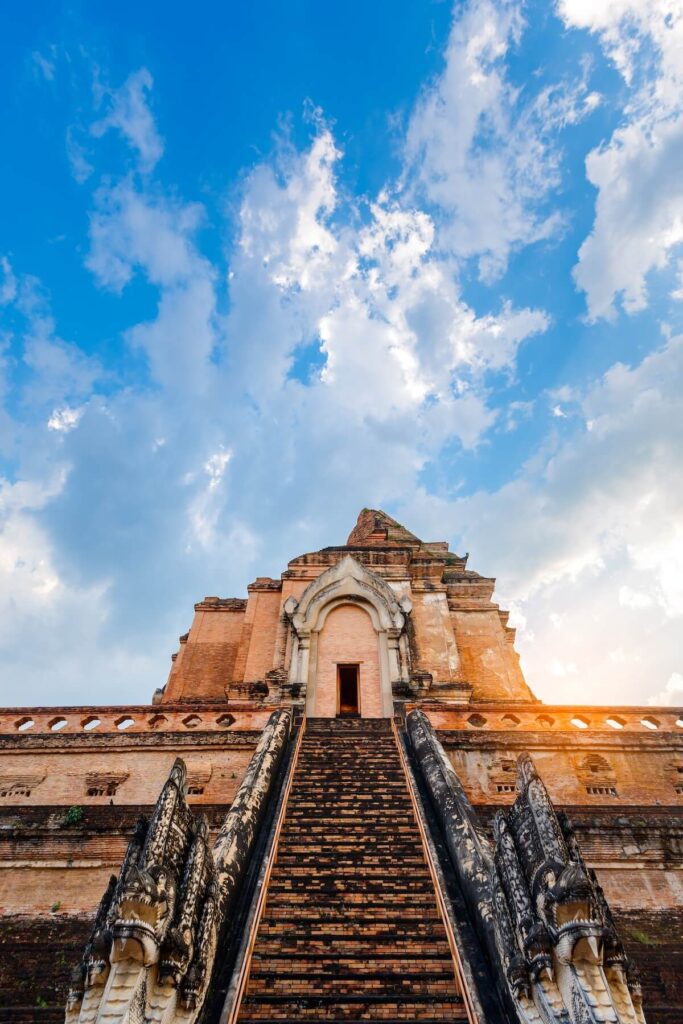 Ancient broken pagoda at Wat Chedi Luang temple in Chiang Mai, Thailand