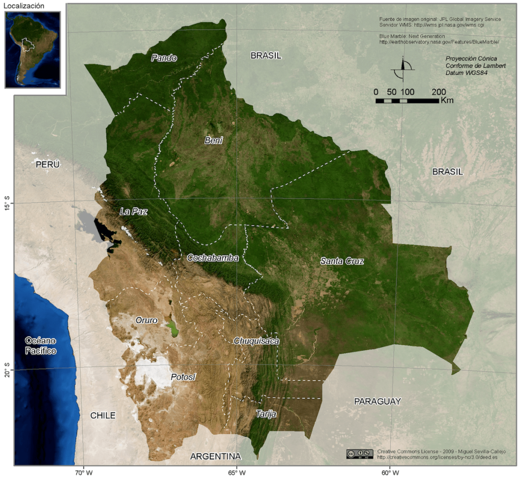 bolivia satellite map