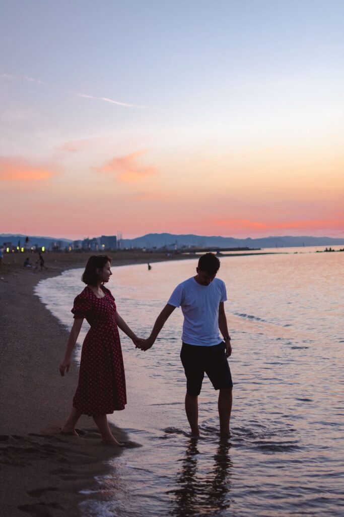 couple at La Barceloneta, Barcelona, Spain