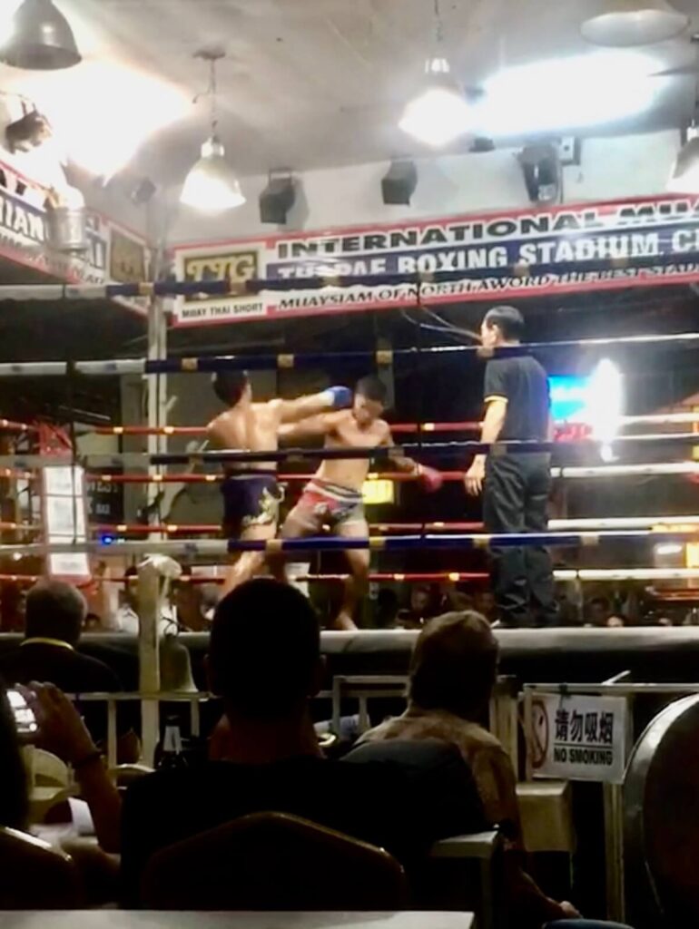 Muay Thai fighters on ring