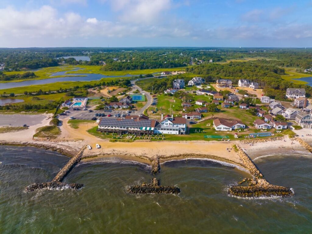 Bass River Light at West Dennis Beach in town of Dennis, Cape Cod, Massachusetts