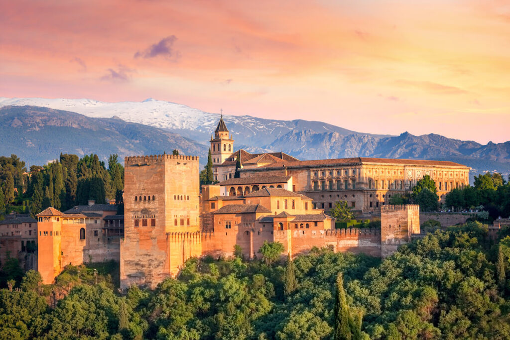 panoramic view of Alhambra at golden hour
