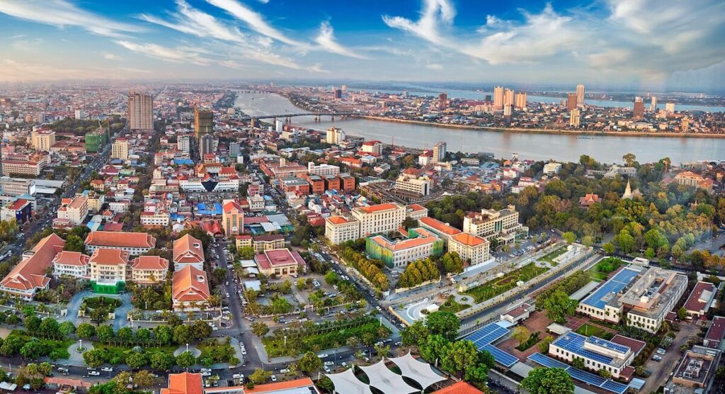 aerial view of city buildings in Phnom Penh during daytime