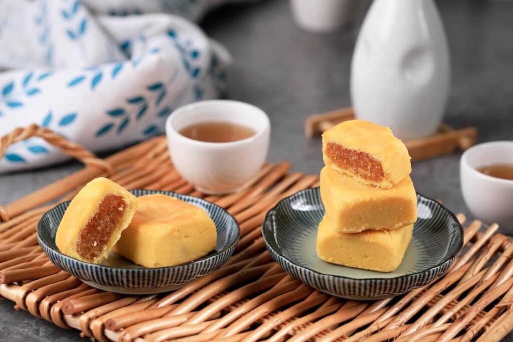 servings of Taiwanese pineapple cake and tea