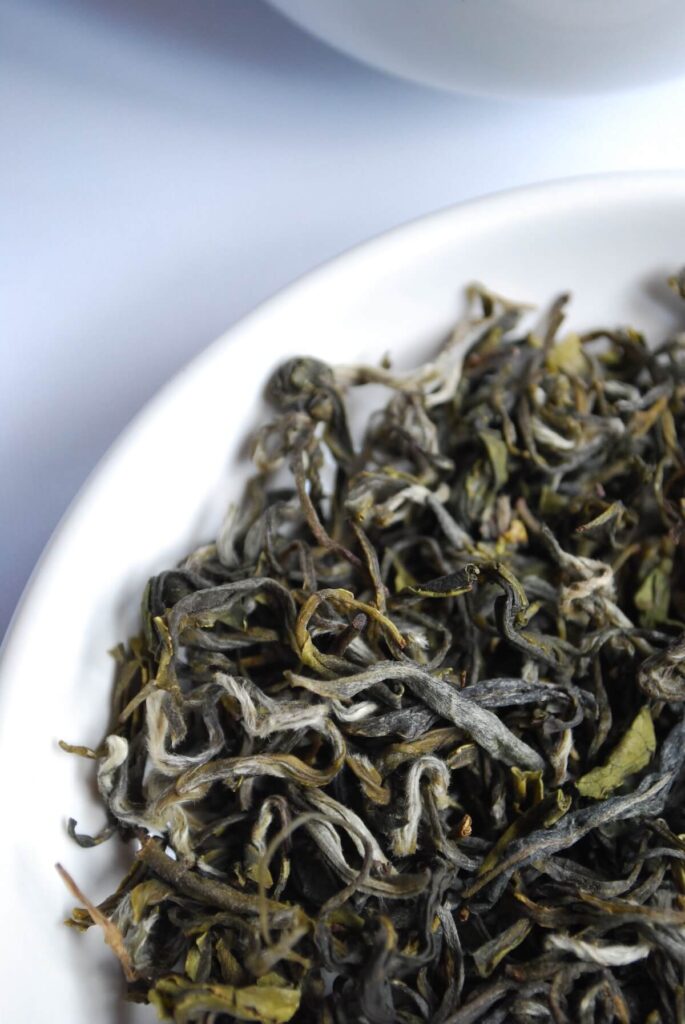 closeup of dried tea leaves