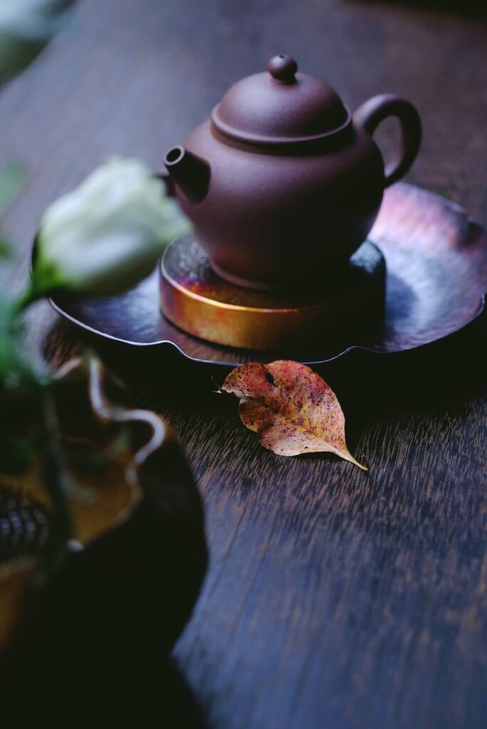 beautiful Chinese teapot and saucer