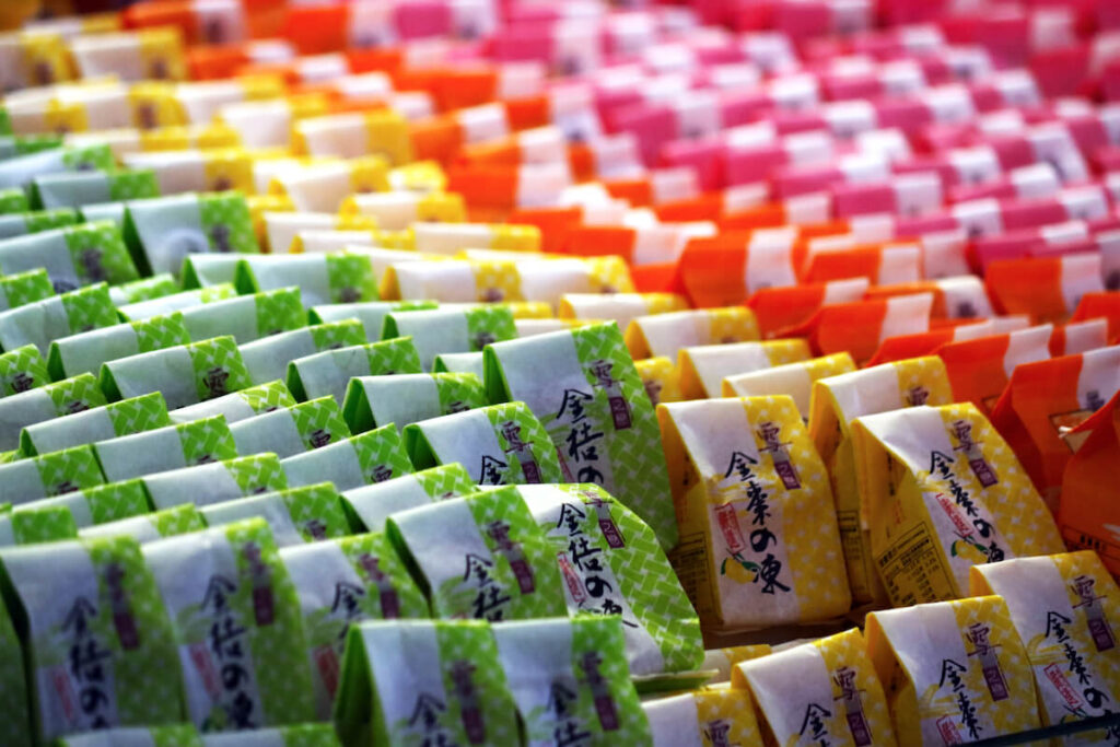 Taiwanese plum jellies in colorful paper bags