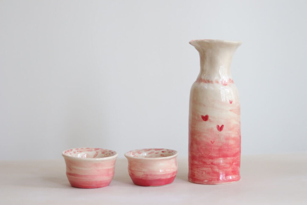 set of containers for Sake made from ceramics