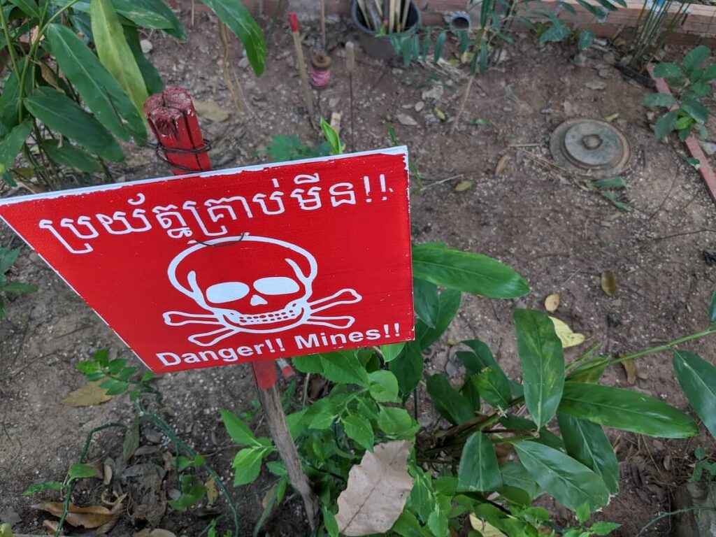land mine sign in Cambodia