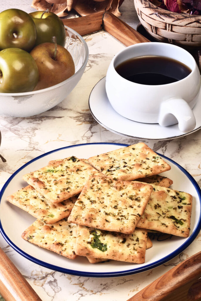 soda crackers on plate