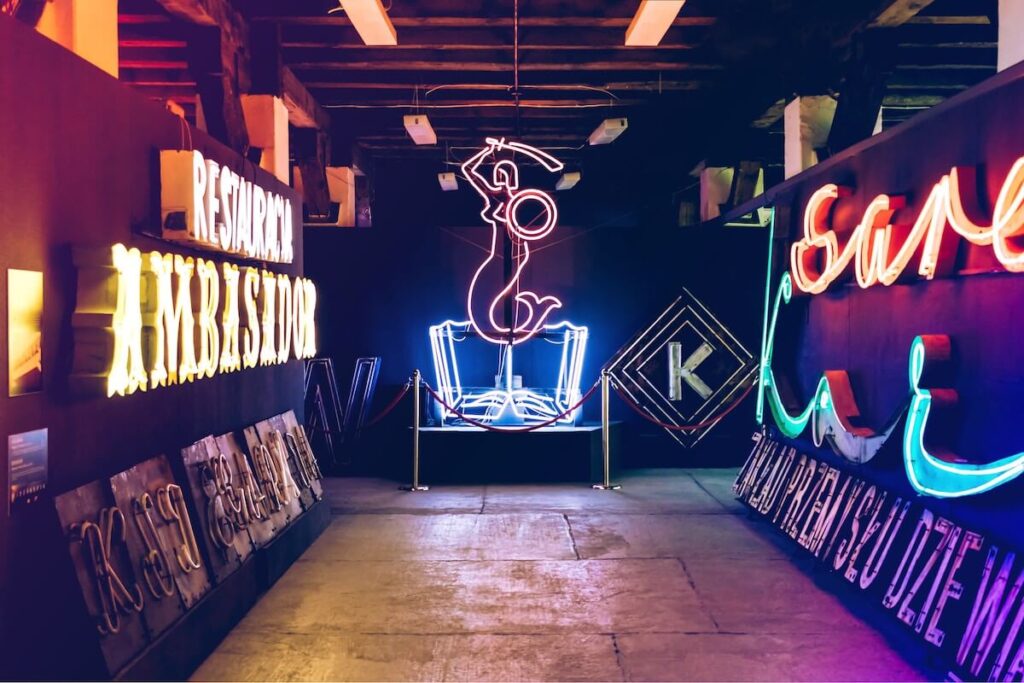 assorted led signages inside Warsaw’s Neon Museum