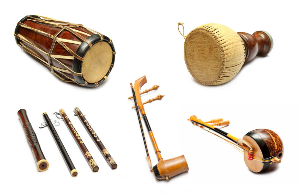 Set of Traditional Thai musical instruments