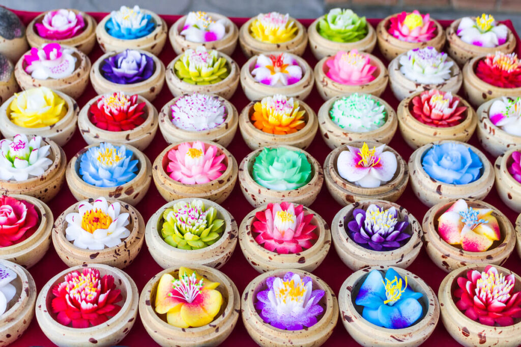collection of carved soaps in Thailand