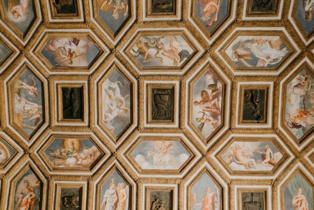 ceiling frescoes at palace te
