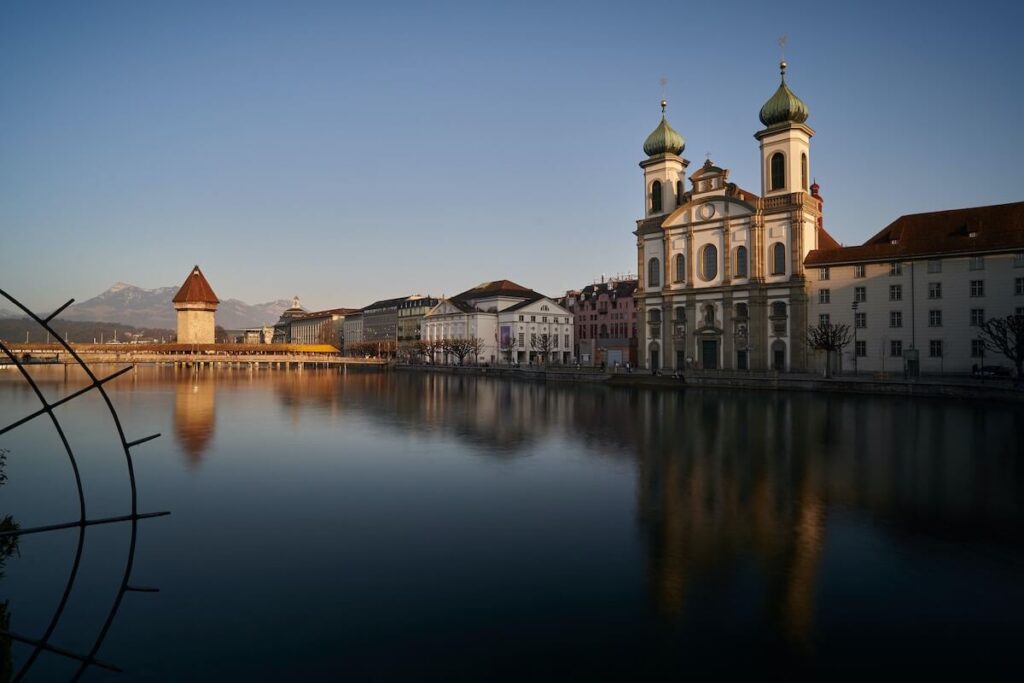 lucerne waterfront golden hour