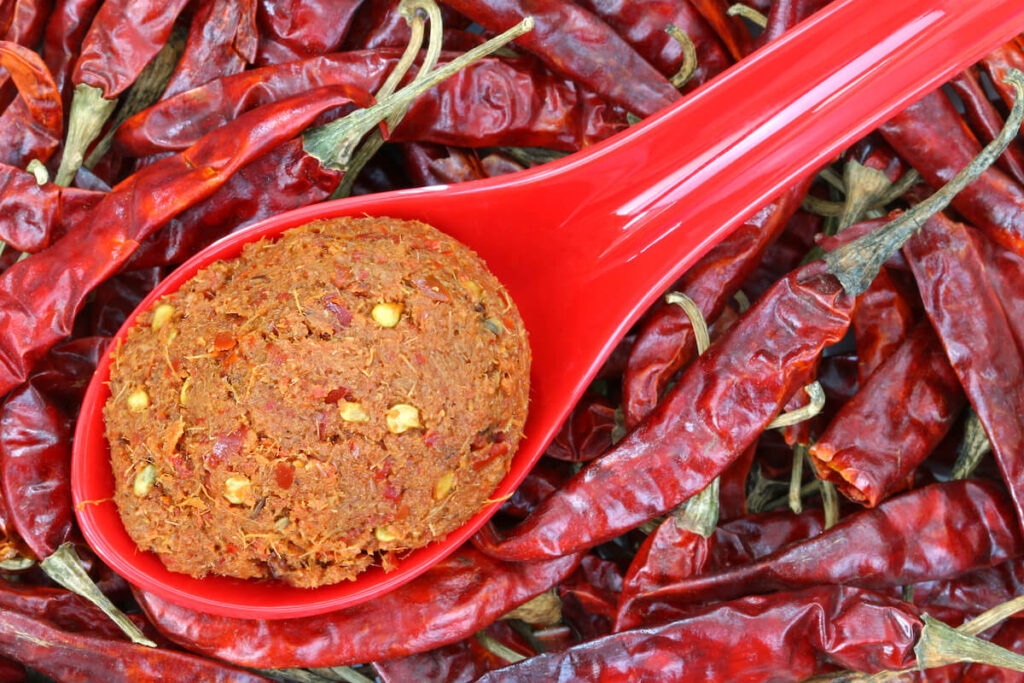 Thai curry paste in spoon