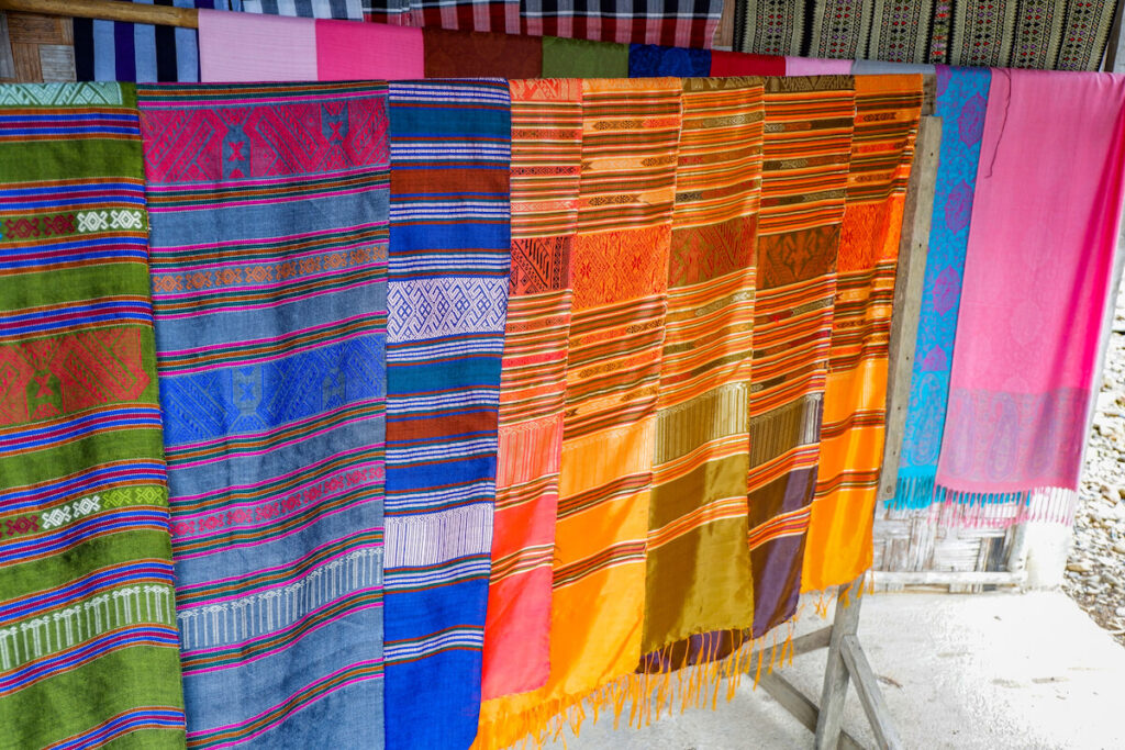 Traditional Thai sarong on clothes line