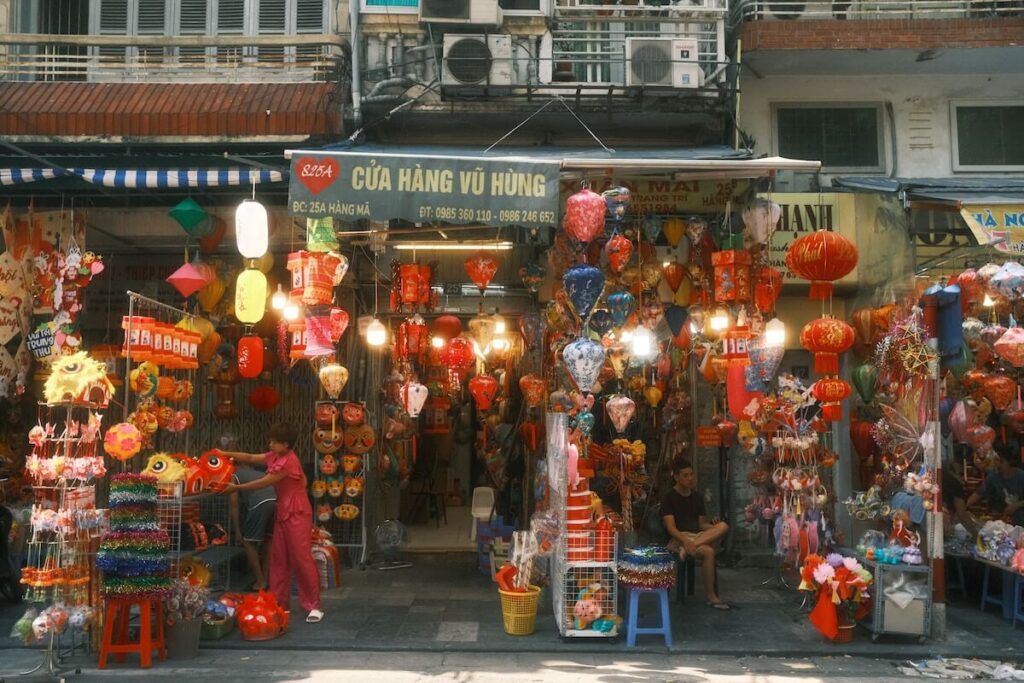 store selling Tet charms and decoration