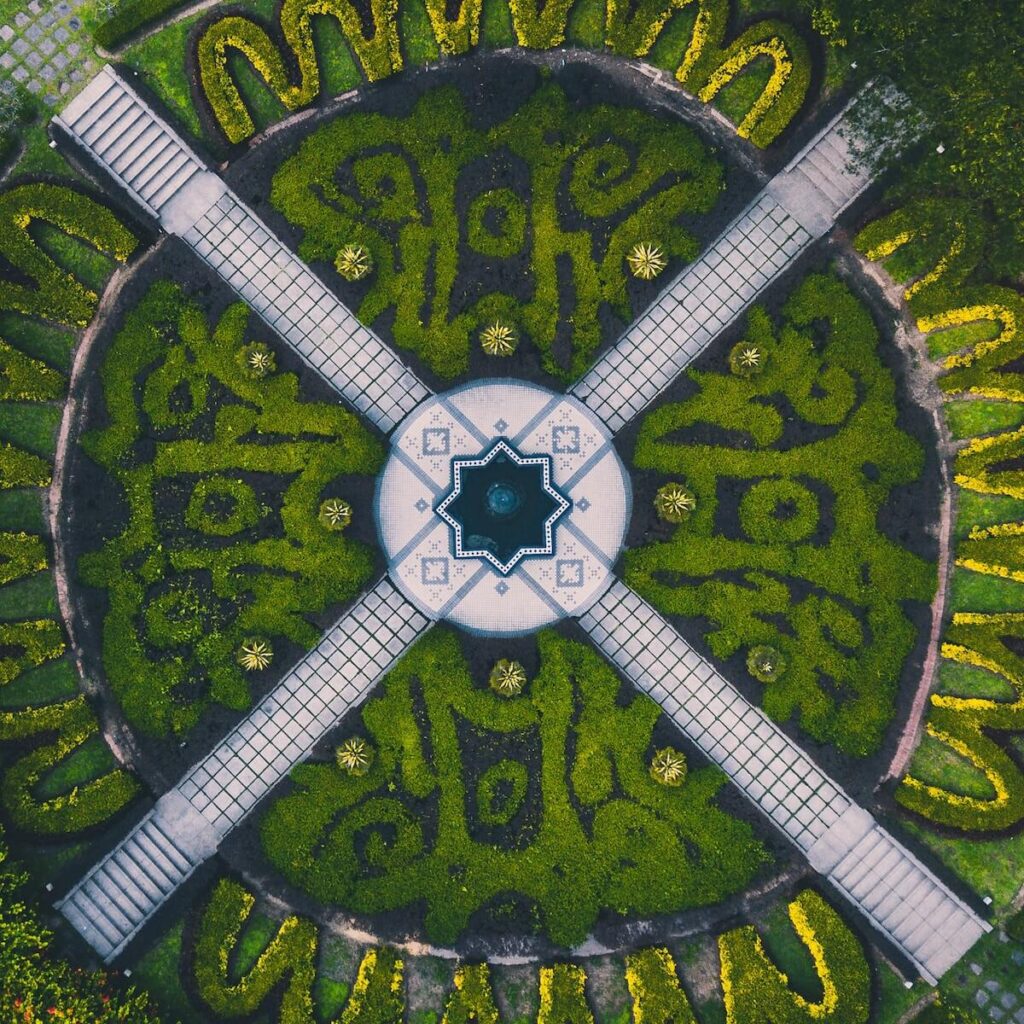 aerial shot of Perdana Botanical Gardens