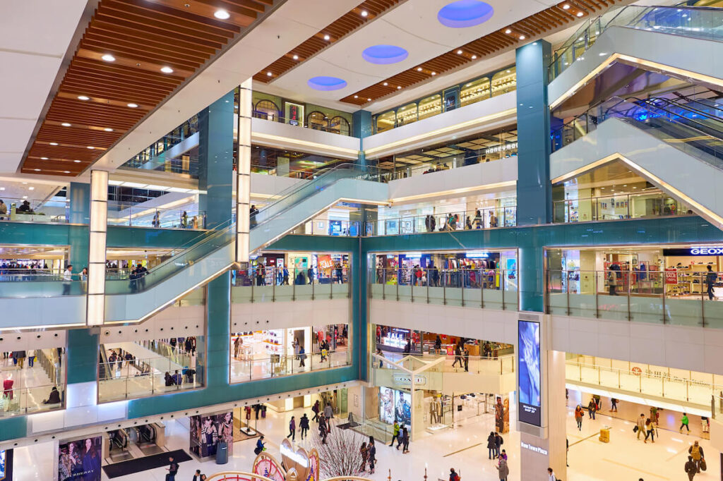interior of a shopping mall in Hong Kong