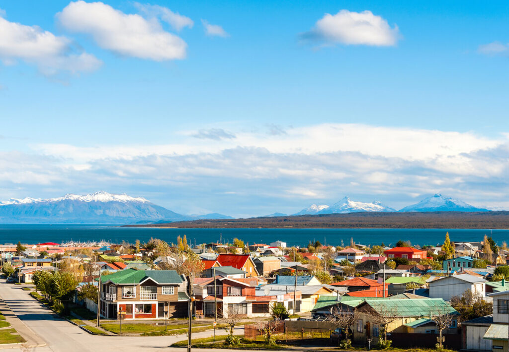 houses in the Strait Of Magellan, Puerto Natales, Patagonia, Chile