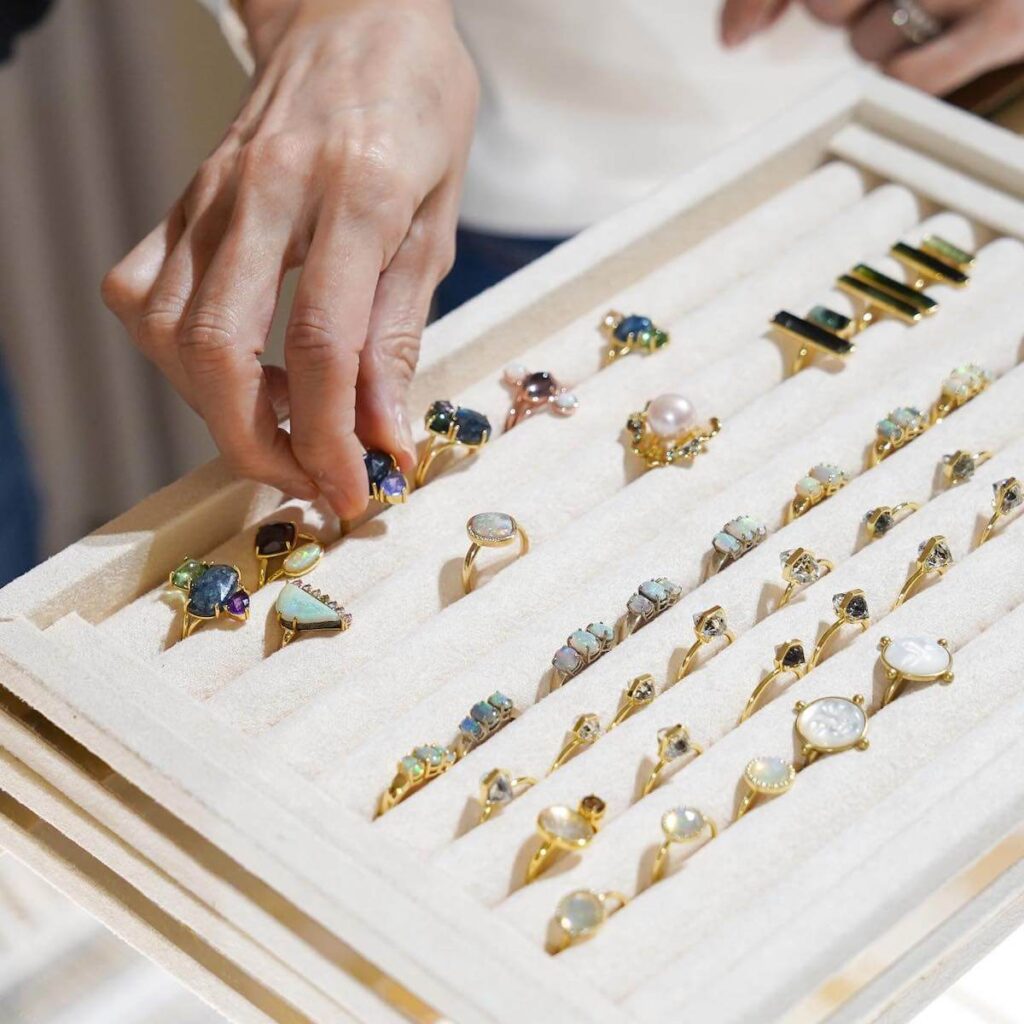 hand picking jewelry from Hong Kong brand Antonia Y