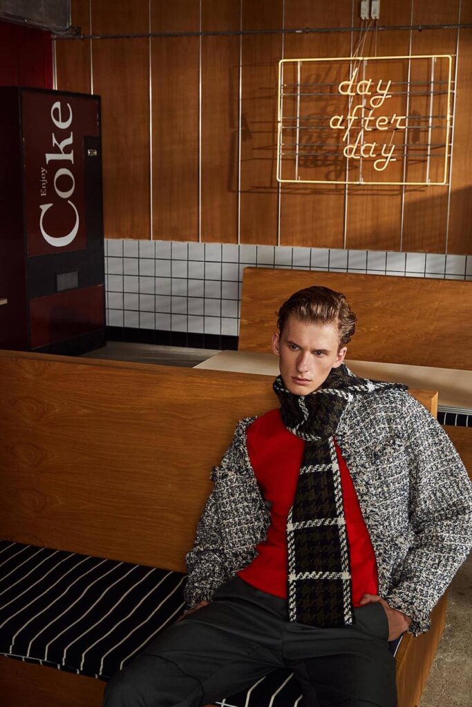 model posing for Hong Kong brand Harrison Wong