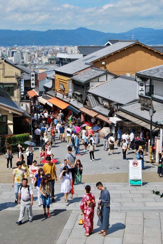 people walking on Higashiyama during daytime