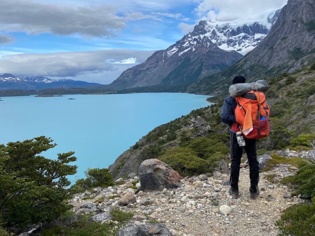 man taking in view of Nordenskjöld Lake