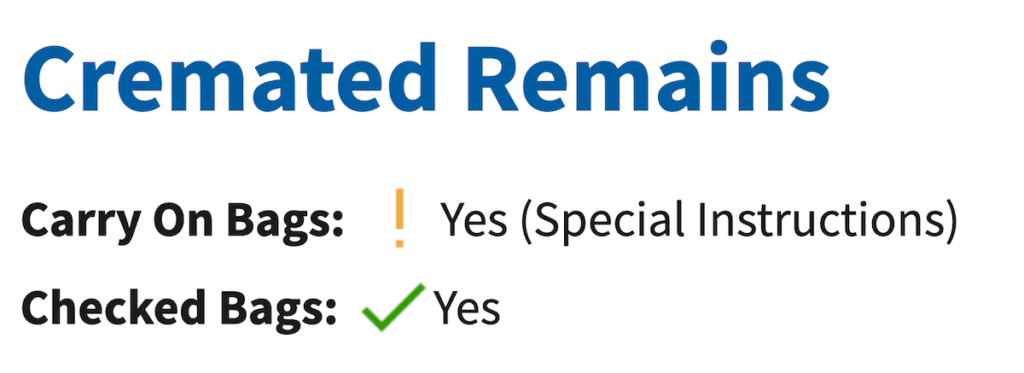 TSA's rules concerning cremated remains
